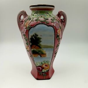Floral Pink and Green Decorative Vase